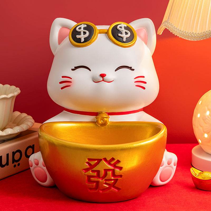 招财猫入户玄关钥匙收纳摆件