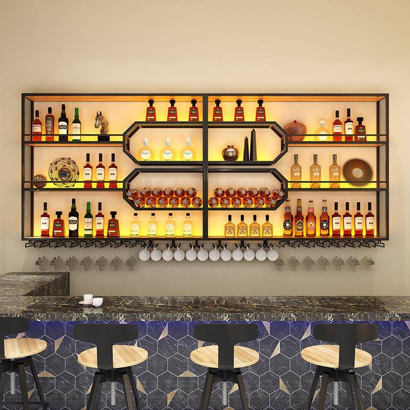 酒吧吧台酒架餐厅壁挂酒柜展示架悬挂式墙面红酒柜储物柜家居