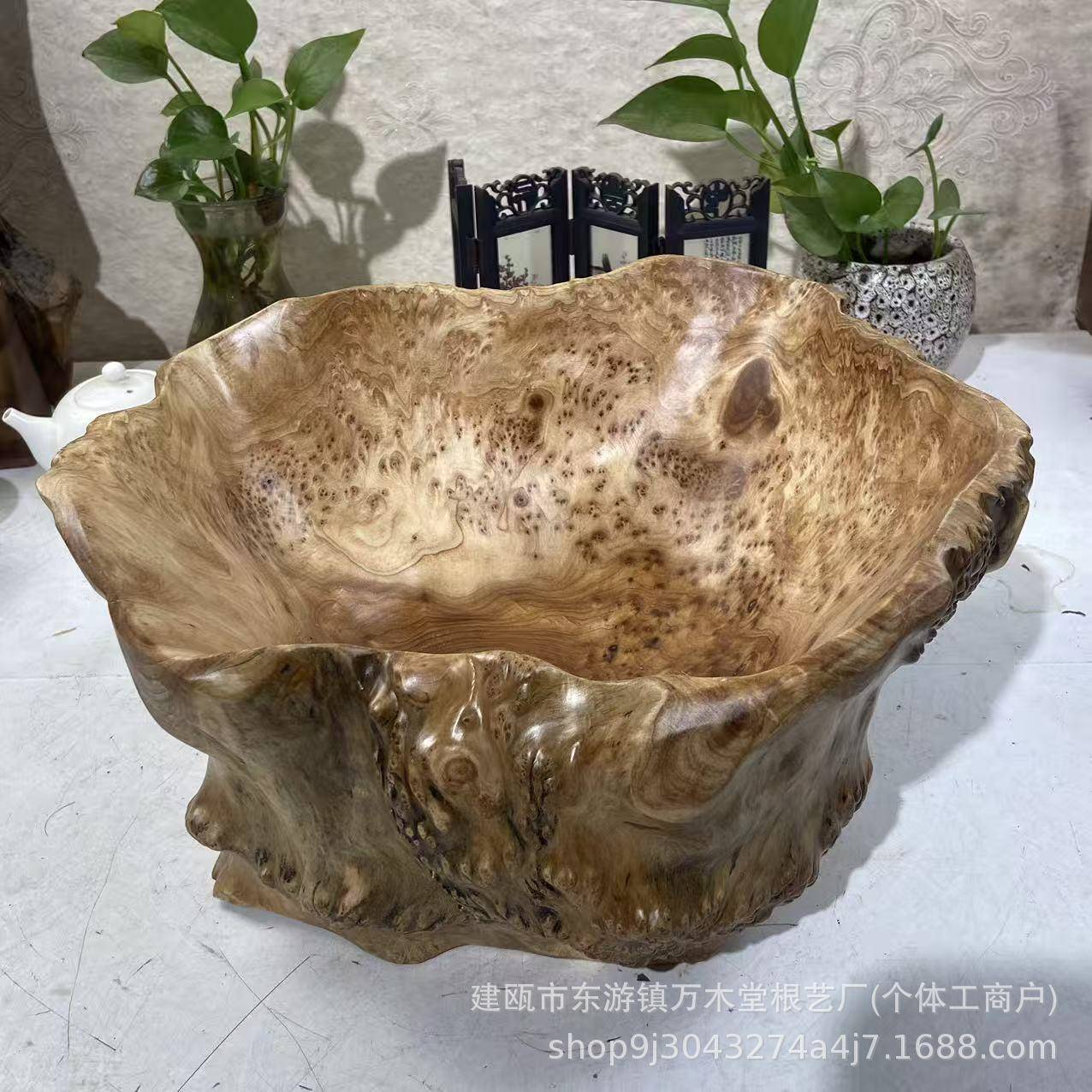 供货木果盘果盆实木根雕果盘杉木瘤疤荷叶盆创意木质水果盆