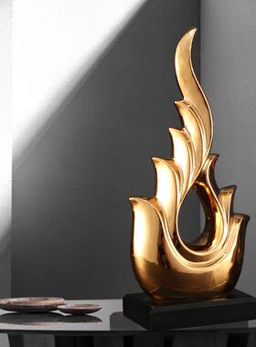 客厅视金色陶瓷招高FJM财摆件端大气上档次电高柜轻奢档乔迁新居