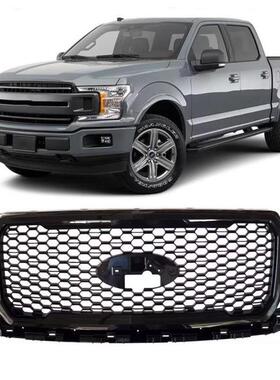 适用18-20年福特F150蜂窝中网白金版改装黑色边框全网格中网前脸