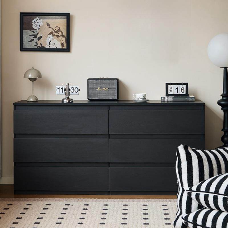 黑色斗柜家用卧室收纳柜大容量简约现代抽屉柜多层储物客厅电视柜