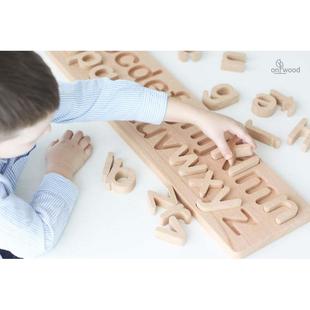 Montessorieducation蒙台梭利儿童启蒙木制英文字母小写拼版积木