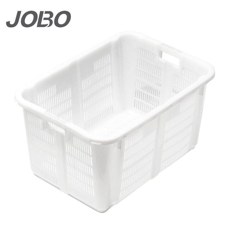 巨博(JOBO)商用厨房储物收纳筐白色蓝色大号塑料菜筐箩筐周转篮