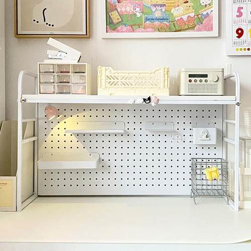 桌面置物架洞洞板桌上书架办公室工位多层收纳架学生铁艺整理架子