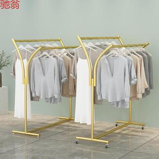 B1A服装 上墙挂衣货架移动 店中岛展示架落地专用双排杠陈列女童装