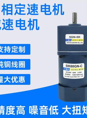 5IK60GN交流减速电机60W单相定速电机微型感应电动机马达可配刹车