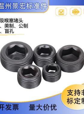 12.9级DIN906内六角堵头管堵螺塞闷头PT堵头NPT螺塞通孔盲孔油塞