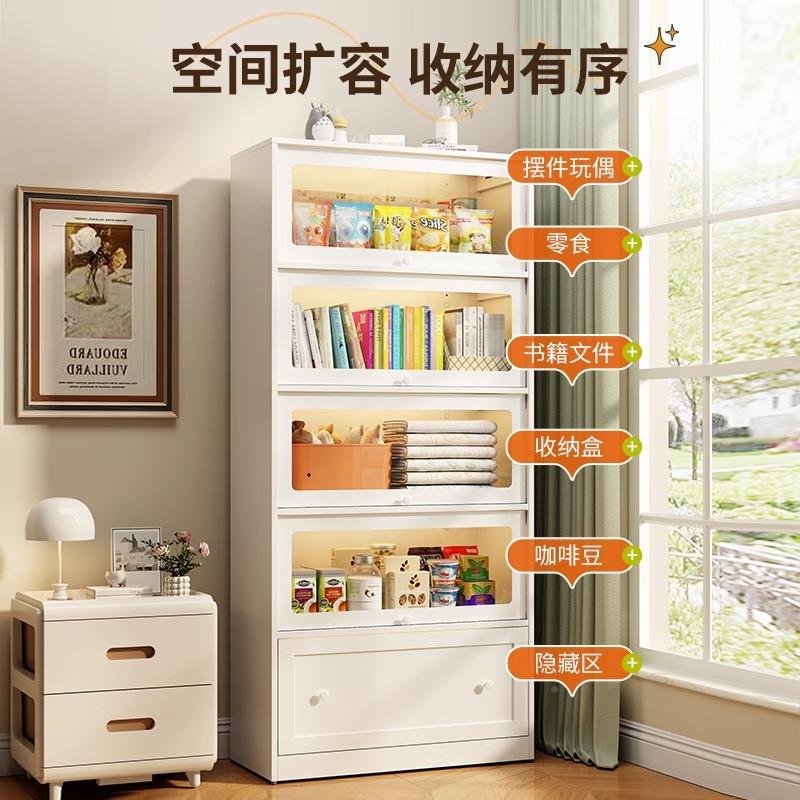 钢制书柜物家用带门防尘玻卧璃展示柜儿室落地收童纳书柜柜多层储