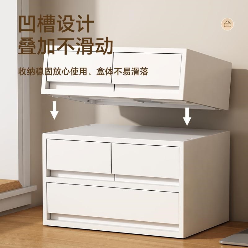 可叠加抽屉d式收纳盒办公室桌面A4文件资料多层储物日式简约整理