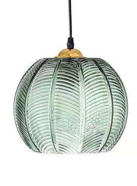 北欧后现绿餐厅32996卧代吧室台过道色树叶纹路玻璃小吊灯