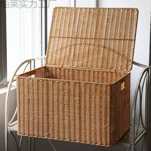 藤编收纳筐盖风特大号衣仿带纳藤编收见详情箱盒服箱子搬家储物储