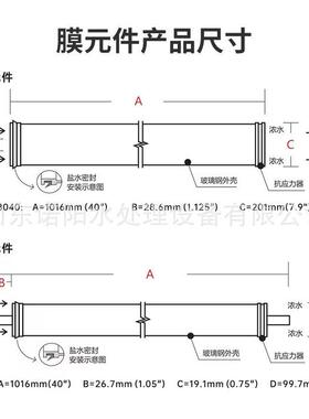 0通用渗4040反渗透滤芯抗污染8工46540纯净水设备ro反透膜业水高
