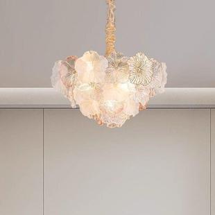 卧室灯式 轻灯具高大气陶瓷玻璃花朵主卧房间灯白法540档色奢餐厅