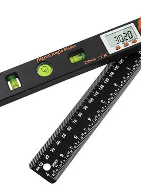 4n橙色头数显1角度尺水尺321平尺水准仪木工角i度多用途数显量具