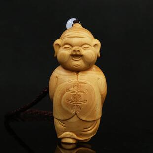 黄杨木雕手把件地主家装摆件实木把文玩件手工雕刻工艺品福猪财主