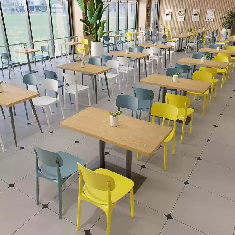 学校食堂餐厅桌椅组合商用快餐小吃奶茶店麻辣烫简约岩板现代简约
