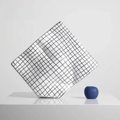 创意手绘网格几何立方体摆件现代简约样板房客厅斗柜桌面装饰摆设