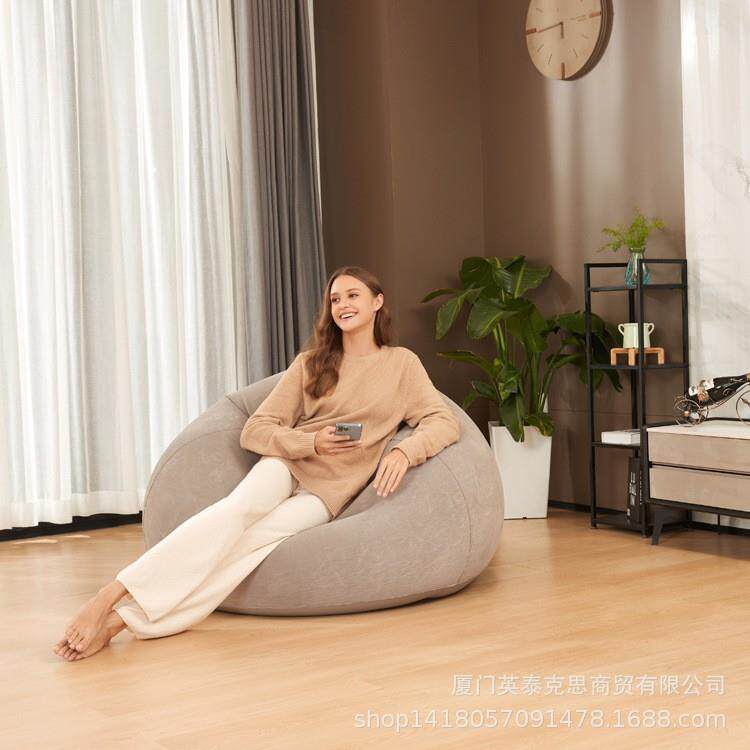 INTEX68579灰色充气沙发家用懒人植绒沙发单人躺椅PVC
