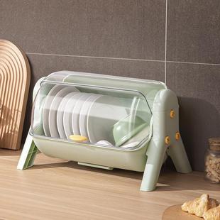 单层厨房沥水碗架家用装碗筷餐具收纳柜带盖防尘碗碟盘塑料置物架