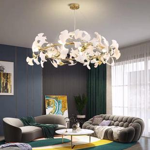 酒店灯大694堂售楼部沙盘楼别墅梯灯工程吊后现代银杏叶花陶瓷吊