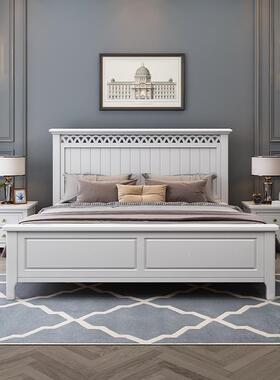 实木床现代简约白色童2米大床美RWB奢式轻1.8米双人床1.5m全单人