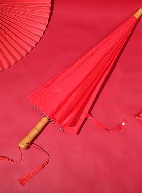出嫁新娘红伞大色长柄结结婚中雨伞婚礼式AL-626812红4骨喜婚伞接