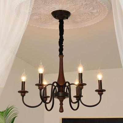 式复古胡木色客厅灯法式吊中美古桃风卧室餐厅灯民79800宿实木蜡