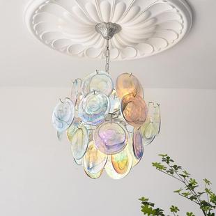 法复古式 穆140拉诺客厅吊灯轻餐厅温馨浪奢漫房间主室粉色玻璃卧