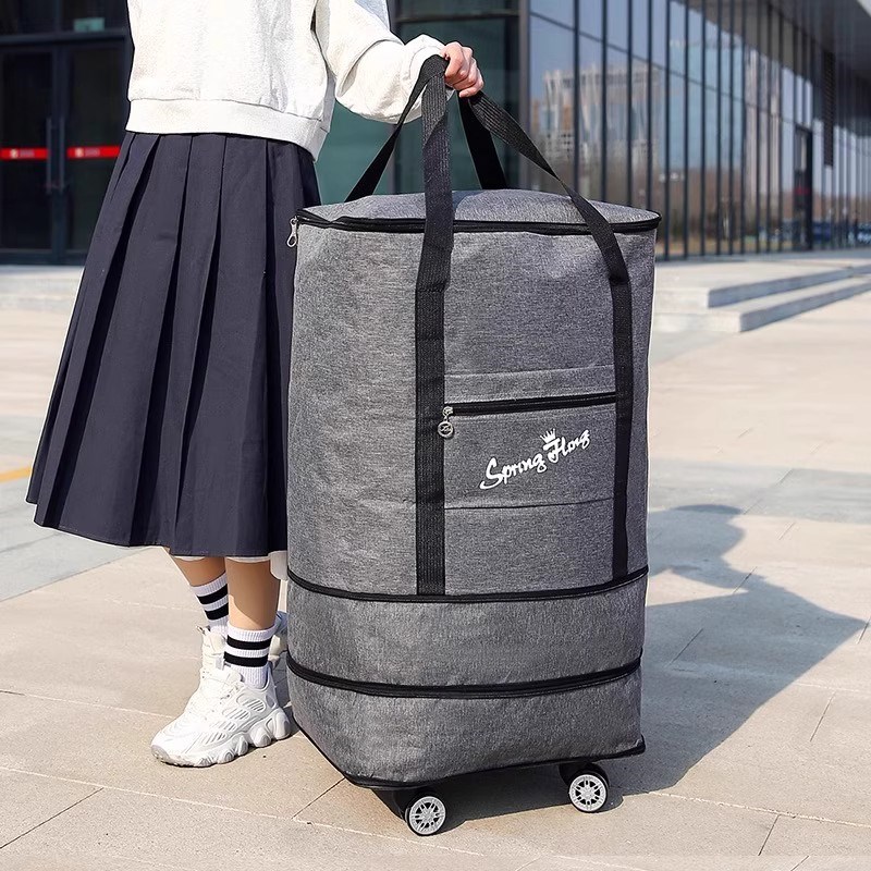 学生棉被收纳袋大容量旅行行李袋带滑轮开学P住校棉被衣服打包袋