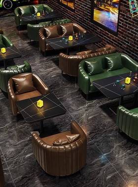 复古酒吧清吧餐吧30906西餐厅小酒馆烧烤店座沙发椅咖店啡卡桌组