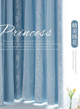 拐短款帘头带遮光韩式少蕾女卧纱室角丝年237025布一体窗帘新款飘