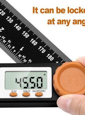 木工角尺平4度in1橙色768头数显角度尺水尺带水平泡显量具多用数