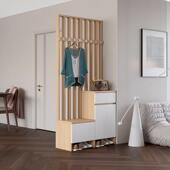 现代简门屏约玄关柜客厅用隔断风进实木鞋 柜一体设POH计家入户柜