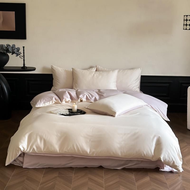 秋冬超细旦超约柔简纯色磨毛床上四件件bg纯棉套被床单套床笠用品