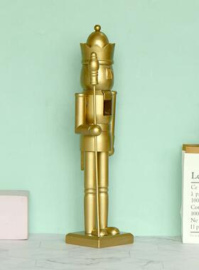 38961C摆简约风金色国王胡桃夹核桃人子圣诞装M饰欧式创意家居件