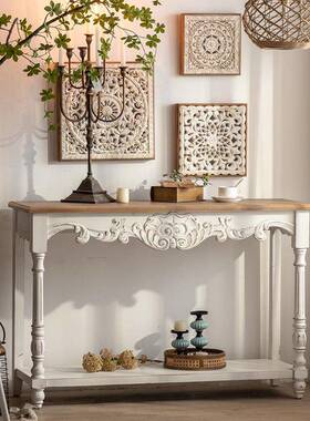 法式18308客复古玄关靠墙实木厅条案入户门正对走廊桌术小艺尺寸