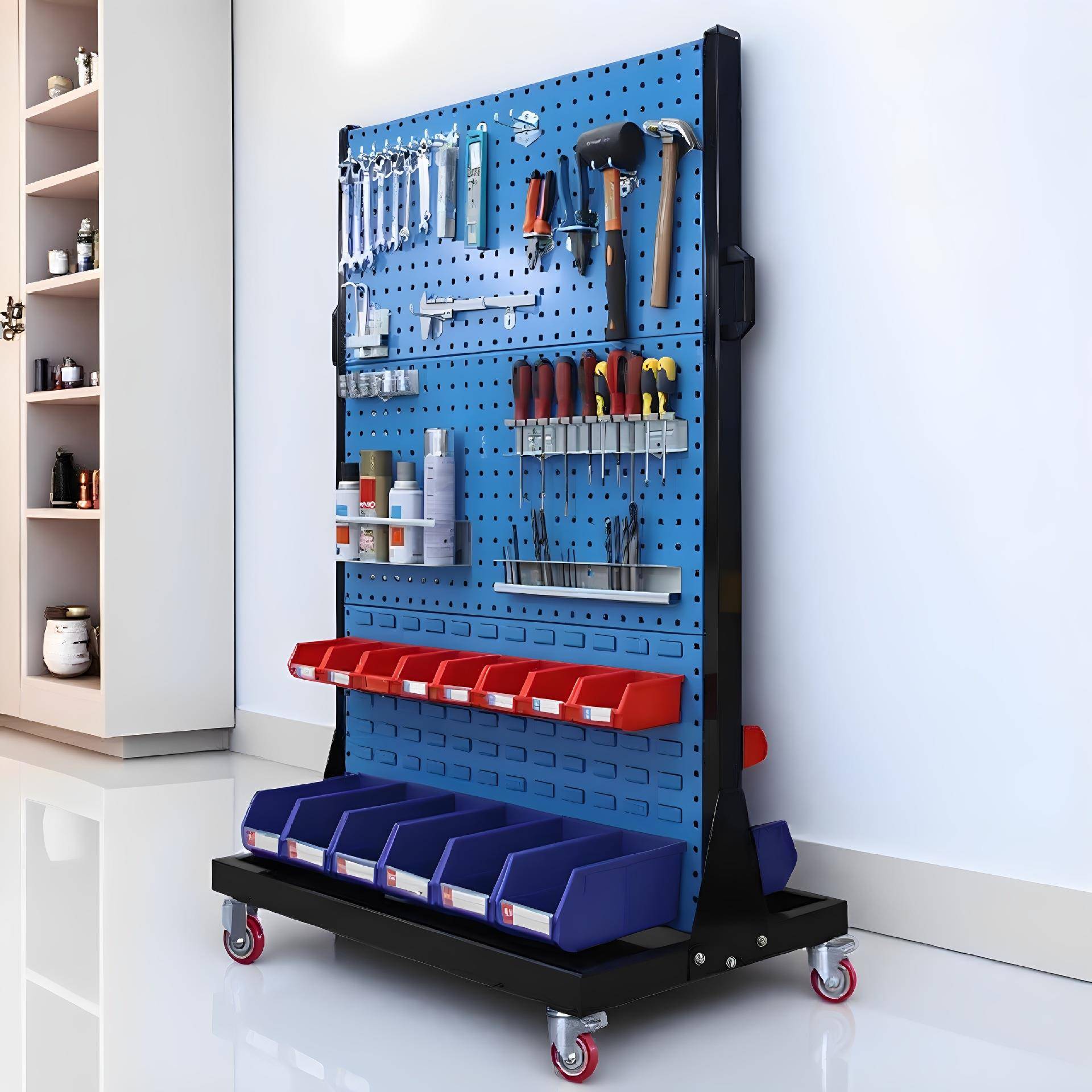 功示能五金工纳具多架移动整理架车间洞洞板物料架螺丝收展架954