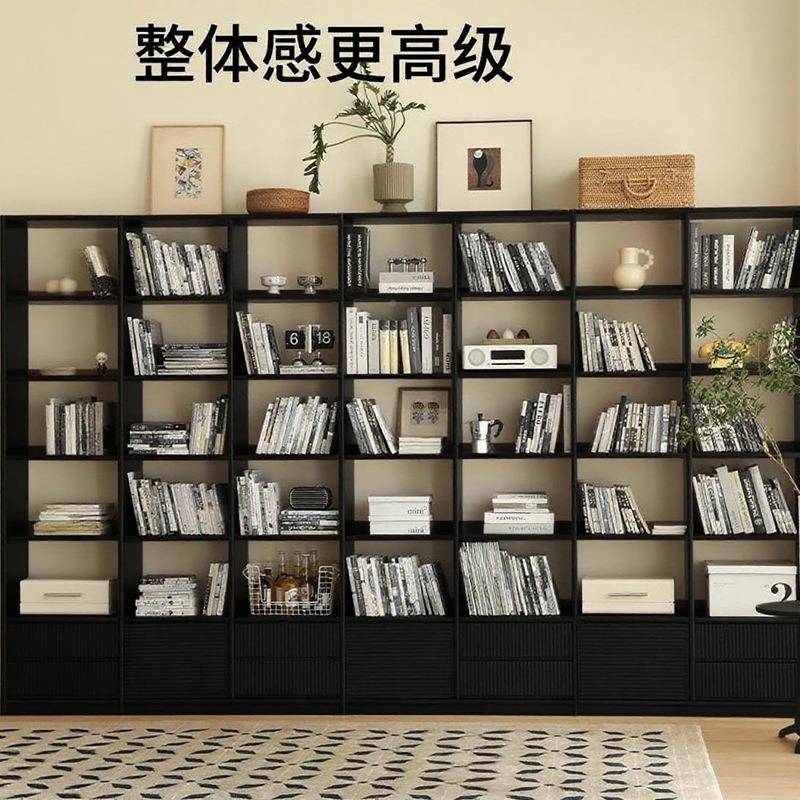 实木书柜落地置物架墙展柜一体靠墙YUQ储物柜子组书合书柜客满厅