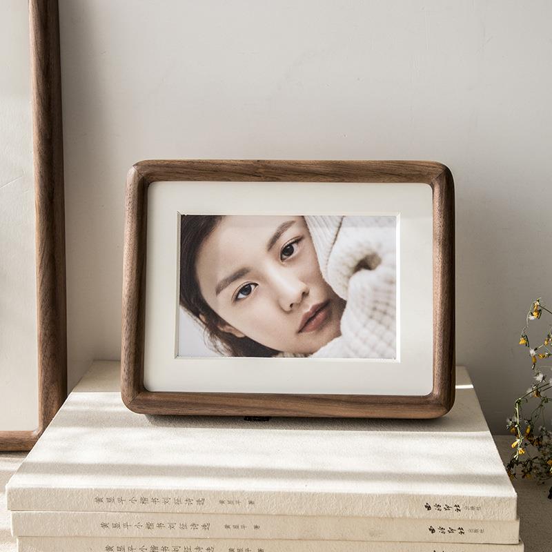 实木意胡桃木榫相摆台高级卯感6寸7寸8寸洗照片做Y榫卯321成框相