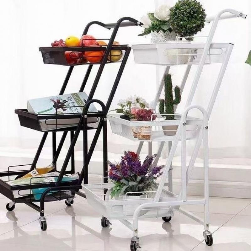 轮变平行置物架厅阳台形移动IH8R7XcJ小推车可折叠带零食多肉花架