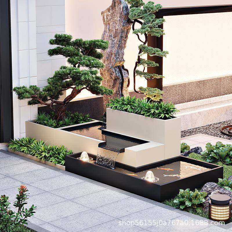 铝园金户外庭院流景墙花养鱼鱼池水花合坛组合不锈钢屏风隔断466,商业/办公家具,喷泉,淘宝优惠券,粉丝福利购,淘宝优惠卷