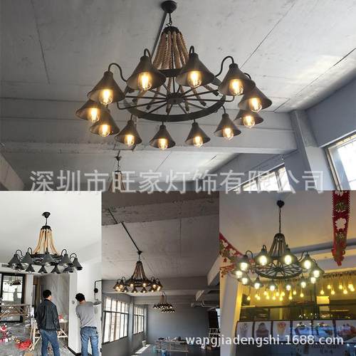 美653式复古工业风lft理餐发服装店网咖啡西客厅酒吧台麻o绳铁艺