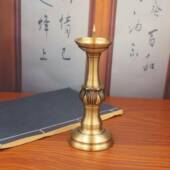 茶铜古莲花见描述蜡烛台顶针可拆家居室桌面中复式 禅意蜡烛台黄摆