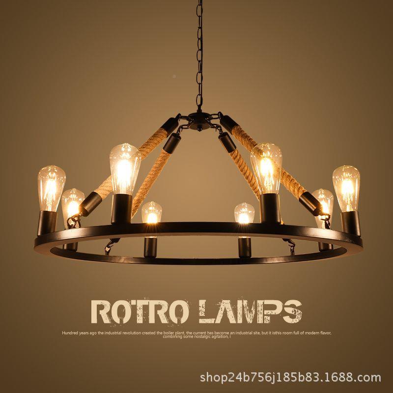 现古代个性吊厅吧39台咖啡馆复餐麻绳灯艺术酒吧吊灯创意麻绳吊灯