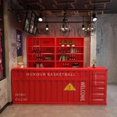 工吧台收银酒吧茶店业风集装 箱创意烧烤健台身房647复奶古前台接