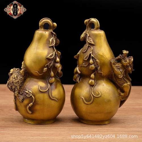 宏怪兽葫芦达铜器仿古铜器兽品葫芦金蟾貔貅葫芦怪礼铜摆件