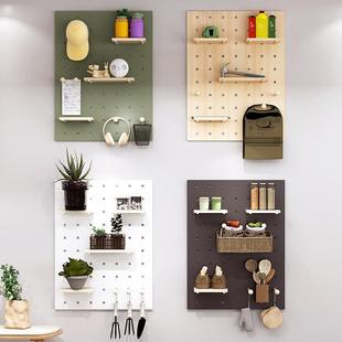 实木板洞洞板墙定作HXM入户房玄关上置物架木质书隔板收纳架挂展