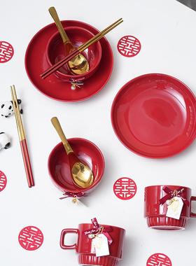 新婚礼送新人结餐具碗筷物套实装F989J7SH用婚订婚礼品送闺蜜新娘