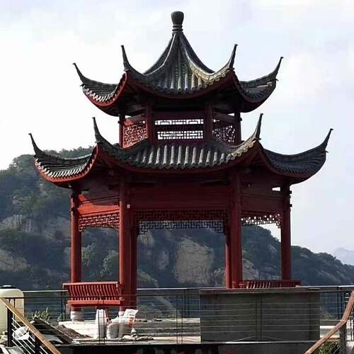 厂家制作户外园林景观庭院新农村仿古四角古建彩绘凉亭设计安装
